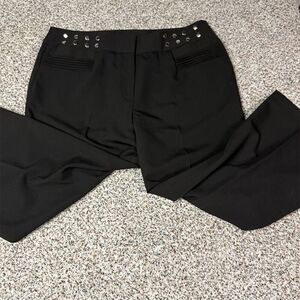Larry Levine Women's Black Studded Waistline Stretch Dress Pants Size 10